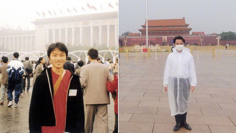 王祖蓝晒25年前后天安门游客照