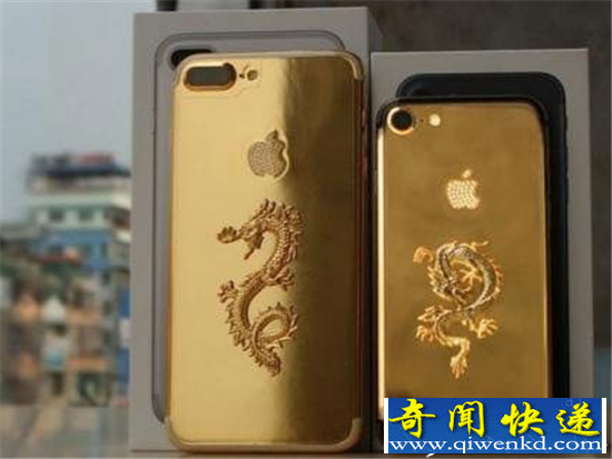 镀金版iPhone 7 24K金镶钻背刻金龙