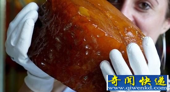 俄罗斯矿区现巨大琥珀 罕见龙血色价值不菲