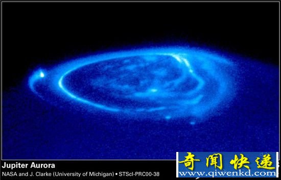 美丽的木星极光 比地球极光范围大