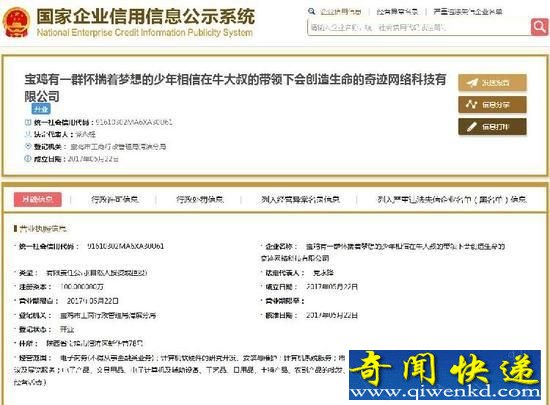 宝鸡最长名称公司 网友:一口气能读下来算我输