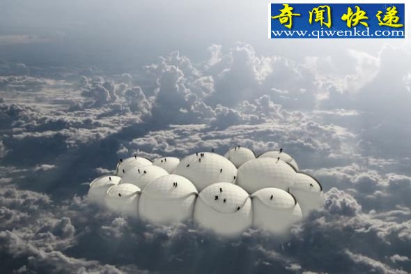漂浮云海,为什么不考虑一下坐着一朵云彩出门呢? (图)美建筑师构想空中载人浮云解决城市交通